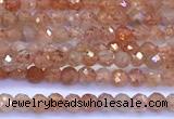 CSS835 15 inches 2mm faceted round golden sunstone beads