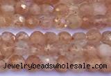 CSS836 15 inches 3mm faceted round golden sunstone beads