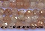 CSS837 15 inches 4mm faceted round golden sunstone beads