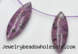 CSU25 AB grade 20*60mm flat rice dyed natural sugilite beads