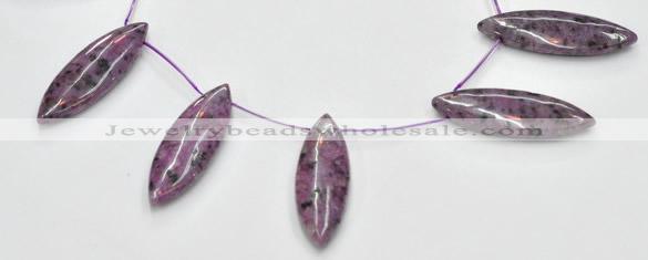 CSU25 AB grade 20*60mm flat rice dyed natural sugilite beads