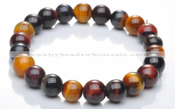 CTB01 6 inch 8mm round mixed color tiger eye bracelet Wholesale