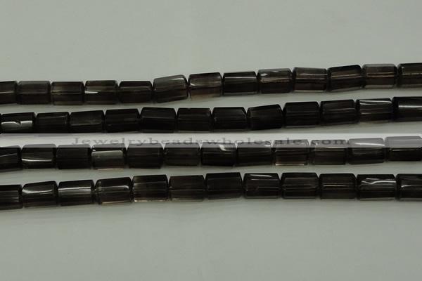 CTB100 15.5 inches 8*12mm faceted tube smoky quartz beads