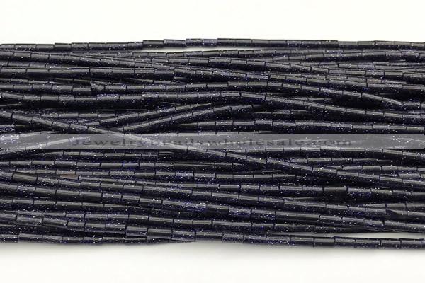 CTB1011 15 inches 2*4mm tube blue goldstone beads