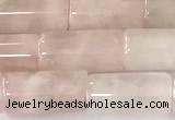 CTB1033 15 inches 8*16mm - 8*18mm tube rose quartz beads