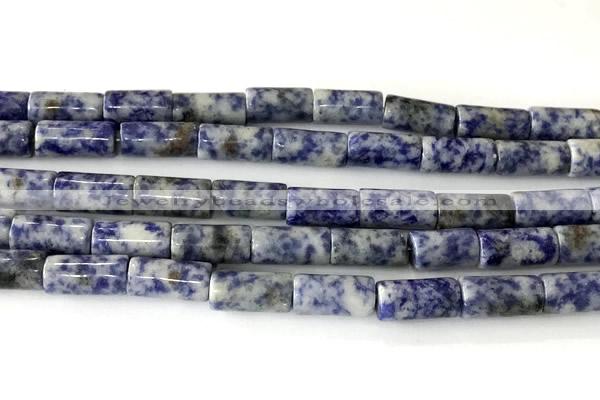 CTB1034 15 inches 8*16mm - 8*18mm tube blue spot stone beads