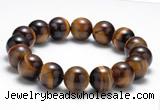 CTB12 8 inches 12mm round yellow tiger eye stretch bracelet