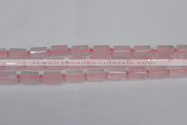 CTB212 15.5 inches 13*18mm faceted tube rose quartz beads