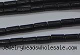 CTB300 15.5 inches 3*6mm tube black stone beads wholesale