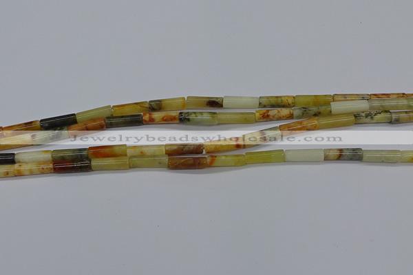 CTB324 15.5 inches 4*13mm tube flower jade beads wholesale