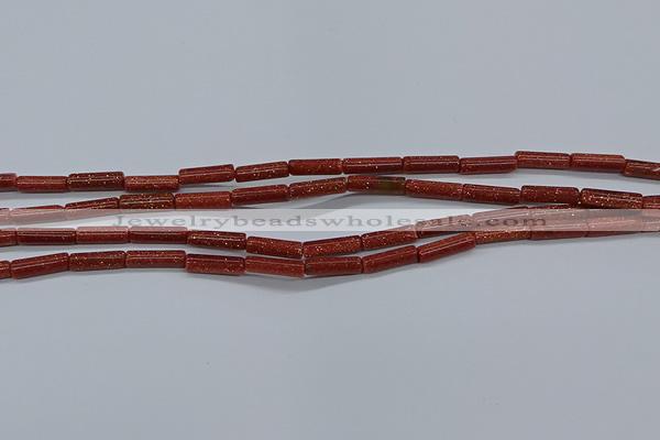 CTB328 15.5 inches 4*13mm tube goldstone beads wholesale