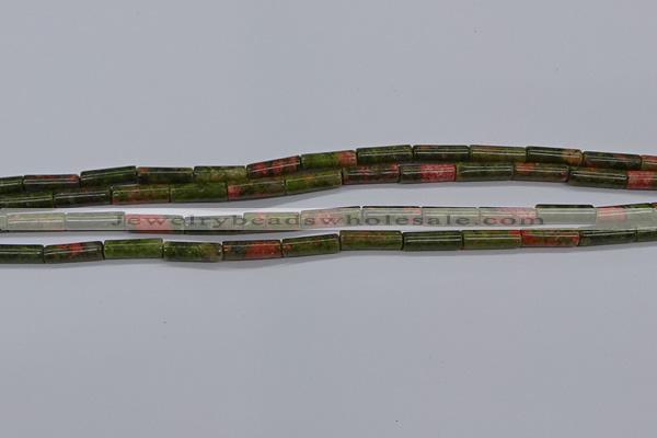 CTB350 15.5 inches 4*13mm tube unakite beads wholesale