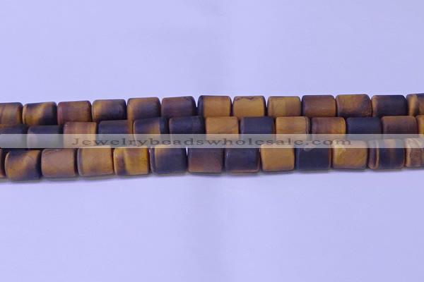 CTB574 15.5 inches 10*13mm triangle matte yellow tiger eye beads