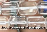 CTB600 15.5 inches 8*12mm faceted tube white crystal beads wholesale