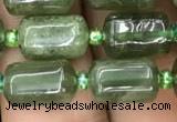 CTB605 15.5 inches 7*11mm tube green strawberry quartz beads wholesale