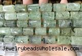 CTB621 11*16mm - 12*18mm faceted tube green rutilated quartz beads