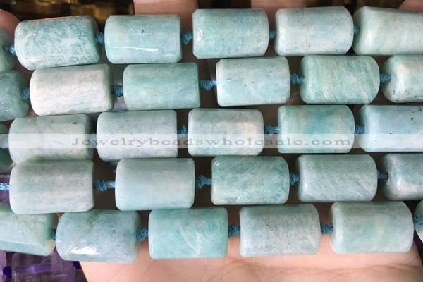 CTB655 15.5 inches 12*16mm faceted tube amazonite beads