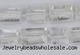 CTB730 15.5 inches 6*10mm - 8*12mm faceted tube white crystal beads