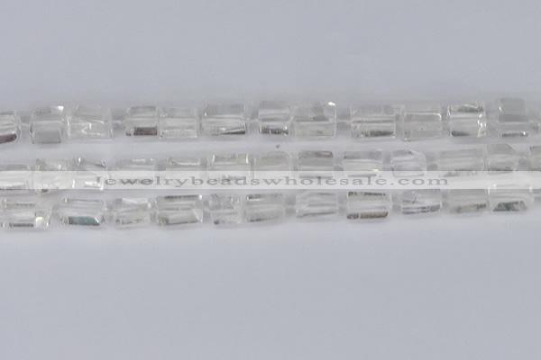 CTB730 15.5 inches 6*10mm - 8*12mm faceted tube white crystal beads