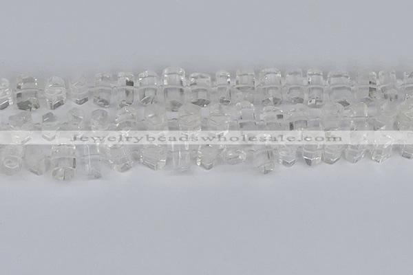 CTB750 15.5 inches 6*10mm - 8*12mm faceted tube white crystal beads