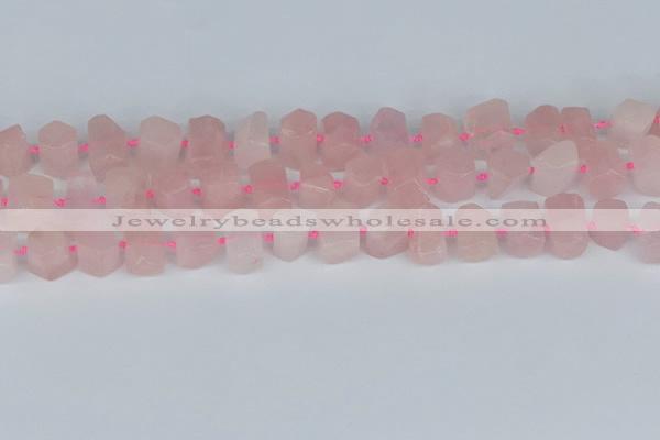 CTB751 15.5 inches 6*10mm - 8*12mm faceted tube rose quartz beads