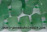 CTB756 15.5 inches 6*10mm - 8*12mm faceted tube green aventurine beads