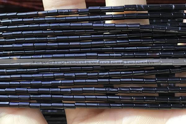 CTB819 15.5 inches 2*4mm tube black agate beads wholesale