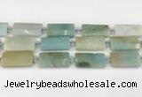 CTB851 13*25mm - 15*28mm faceted flat tube amazonite beads