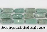 CTB852 13*25mm - 15*28mm faceted flat tube amazonite beads