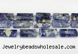 CTB853 13*25mm - 15*28mm faceted flat tube sodalite beads