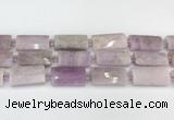 CTB854 13*25mm - 15*28mm faceted flat tube kunzite beads