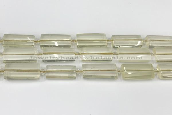 CTB858 13*25mm - 15*28mm faceted flat tube lemon quartz beads