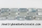 CTB859 13*25mm - 15*28mm faceted flat tube aquamarine beads