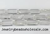 CTB860 13*25mm - 15*28mm faceted flat tube white crystal beads