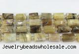 CTB871 13*25mm - 14*19mm faceted tube yellow opal beads