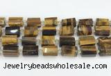 CTB874 13*25mm - 14*19mm faceted tube yellow tiger eye beads