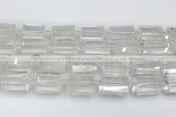 CTB875 13*25mm - 14*19mm faceted tube yellow white crystal beads