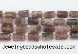 CTB879 13*25mm - 14*19mm faceted tube strawberry quartz beads