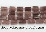 CTB880 13*25mm - 14*19mm faceted tube strawberry quartz beads