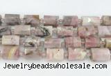 CTB883 13*25mm - 14*19mm faceted tube pink opal beads