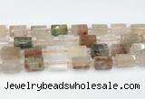 CTB886 13*25mm - 14*19mm faceted tube mixed rutilated quartz beads