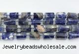 CTB889 15.5 inches 13*25mm - 14*19mm faceted tube sodalite beads