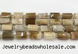 CTB890 15.5 inches 13*25mm - 14*19mm faceted tube fossil coral beads