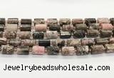 CTB895 15.5 inches 10*14mm faceted tube rhodonite gemstone beads