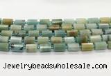 CTB897 15.5 inches 10*14mm faceted tube amazonite beads wholesale