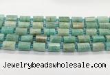 CTB898 15.5 inches 10*14mm faceted tube amazonite gemstone beads