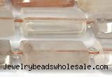 CTB916 13*25mm - 15*28mm faceted flat tube pink quartz beads