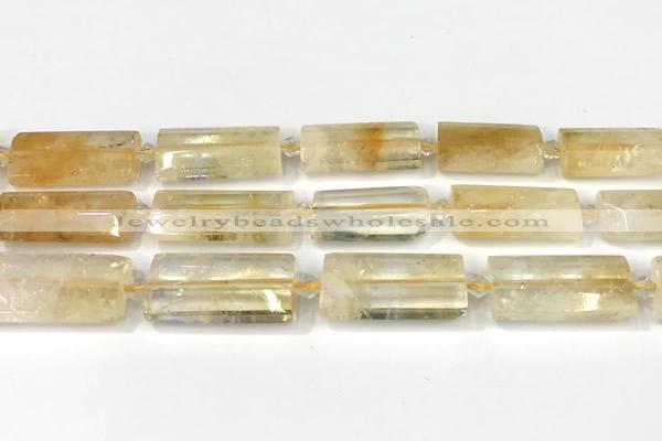 CTB918 13*25mm - 15*28mm faceted flat tube citrine beads