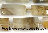 CTB919 13*25mm - 15*28mm faceted flat tube scenic quartz beads