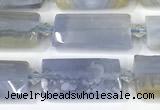 CTB920 13*25mm - 15*28mm faceted flat tube blue chalcedony beads